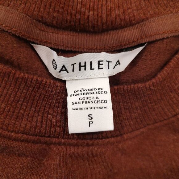 Athleta Coaster Luxe Sweatshirt Dress Small Petite Rust/Brown SOFT Long Sleeve - Picture 4 of 10